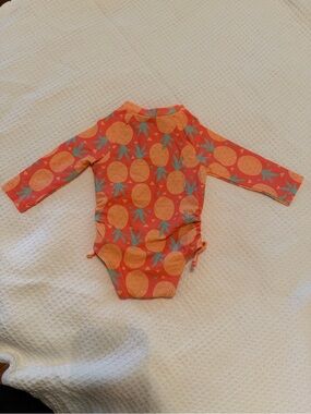 Old Navy Girls' Orange Pineapple Print Long-Sleeve Rashguard